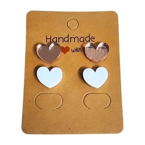 Blush Sky Heart Acrylic Stud Earrings - 2 Pair